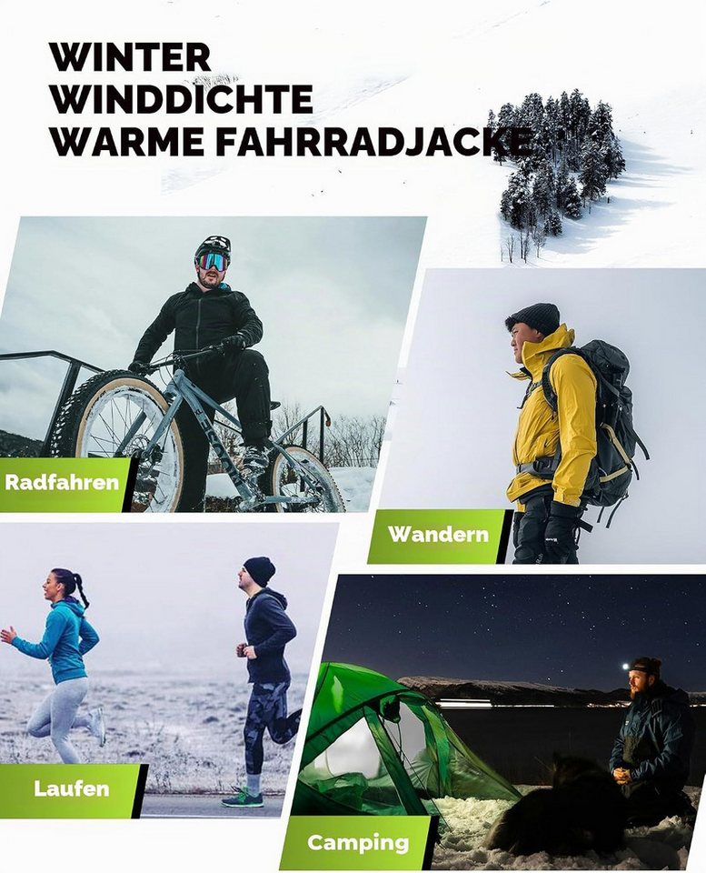 ROCKBROS Fahrradjacke Winter Fahrradjacke Herren Winddicht Warm Atmungsaktiv