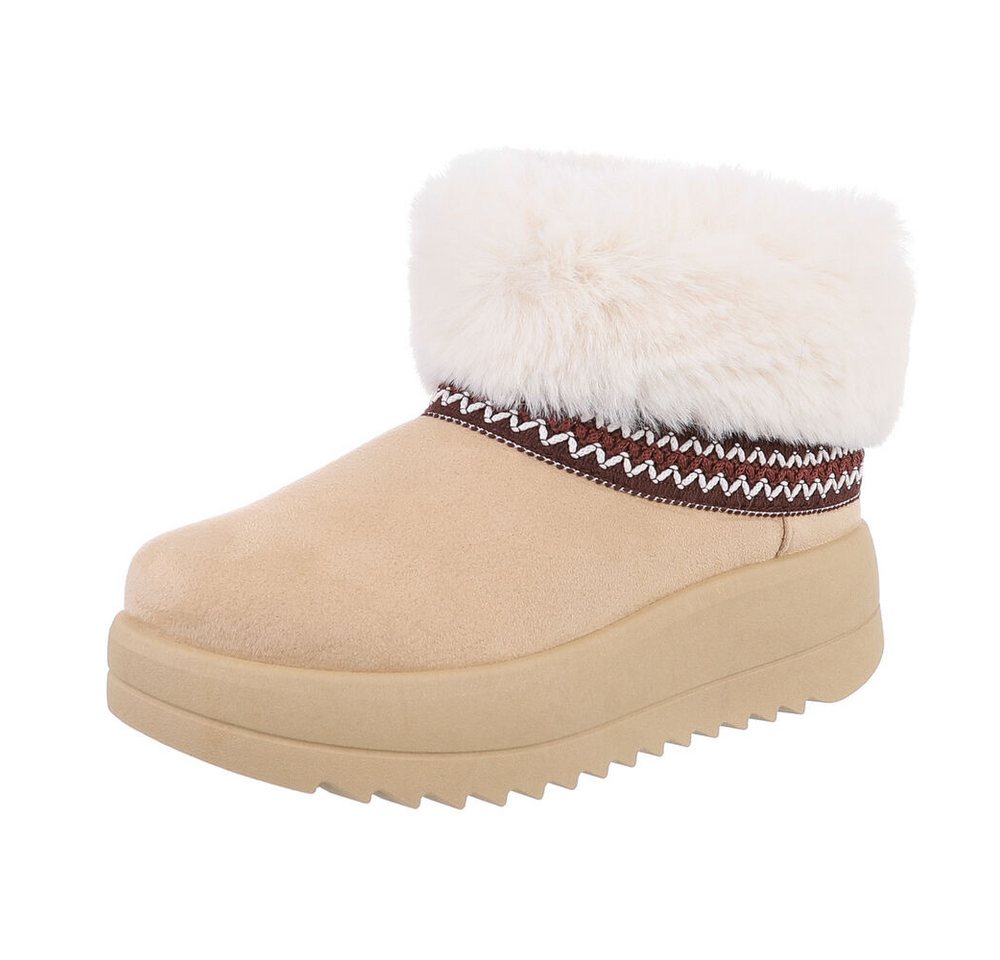 Ital-Design Damen Snowboots Freizeit Snowboots (87214369) Flach Plateaustiefeletten in Beige