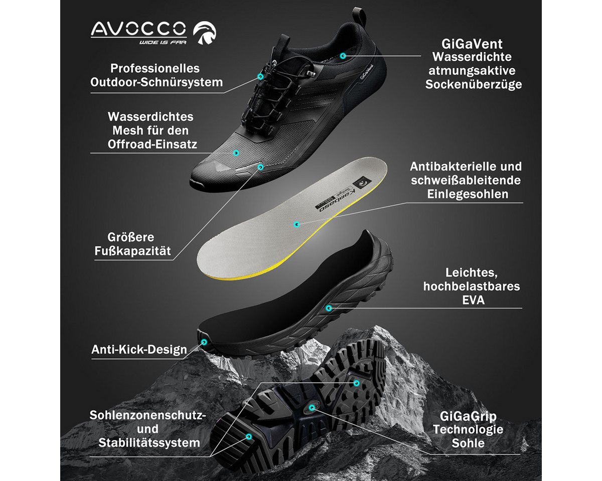 AVOCCO Leichte Outdoor-Schuhe für Herren mit Schnellschnürsystem Wanderschuh (Paar, extraweite Passform) wasserdicht