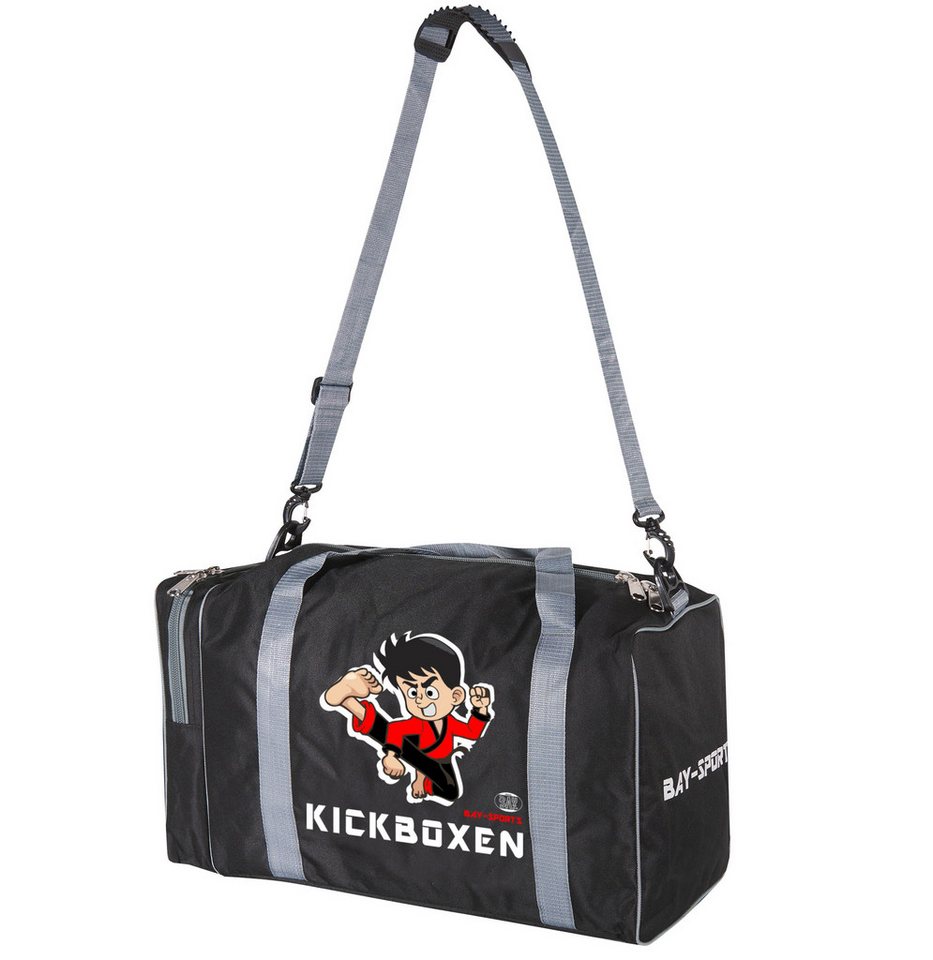 BAY-Sports Sporttasche Kickboxen Trainingstasche für Kinder Kick Boxen Kindertasche grau (Stück), Für kleine Nachwuchsfighter, 50 cm, aufgeweckten Design Mädchen/Jungs Bild 4