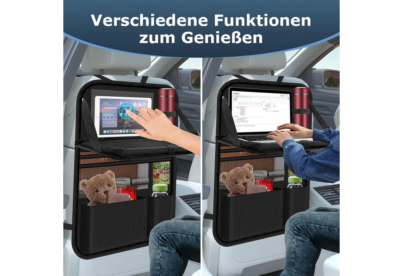 LuxusKollektion Rücksitzorganizer Auto Organizer Rückenlehnenschutz Kinder Wasserdicht Schwarz 2 Stk