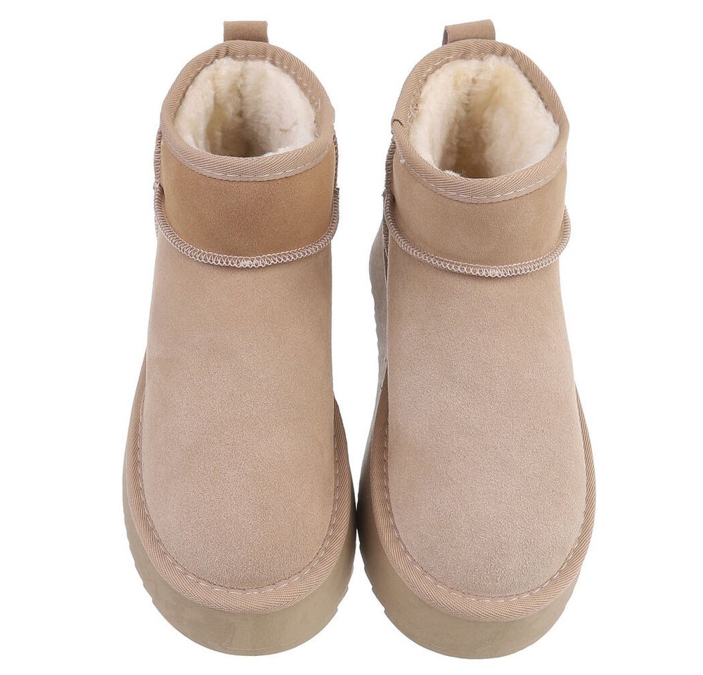 Ital-Design Damen Leder Plateau Boots Freizeit & Alltag Snowboots (91971151) Flach Stiefeletten in Hellbraun