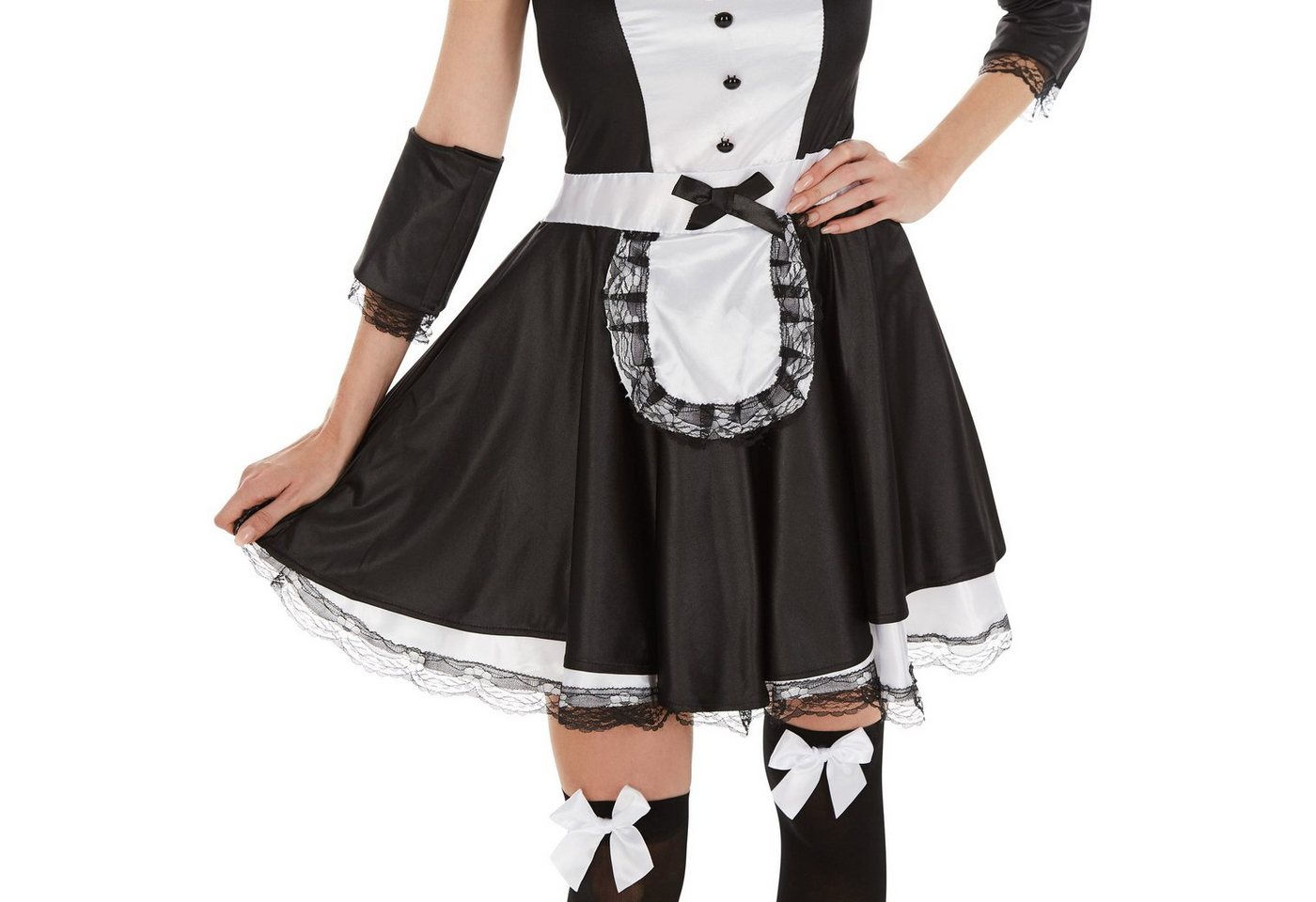dressforfun Kostüm Zimmermädchen, auch Stubenmädchen, in der Farbe schwarz/weiß, Gr. S, aufreizendes Kleid, Schöner Haarreifen, Stümpfe und Armstulpen Bild 2