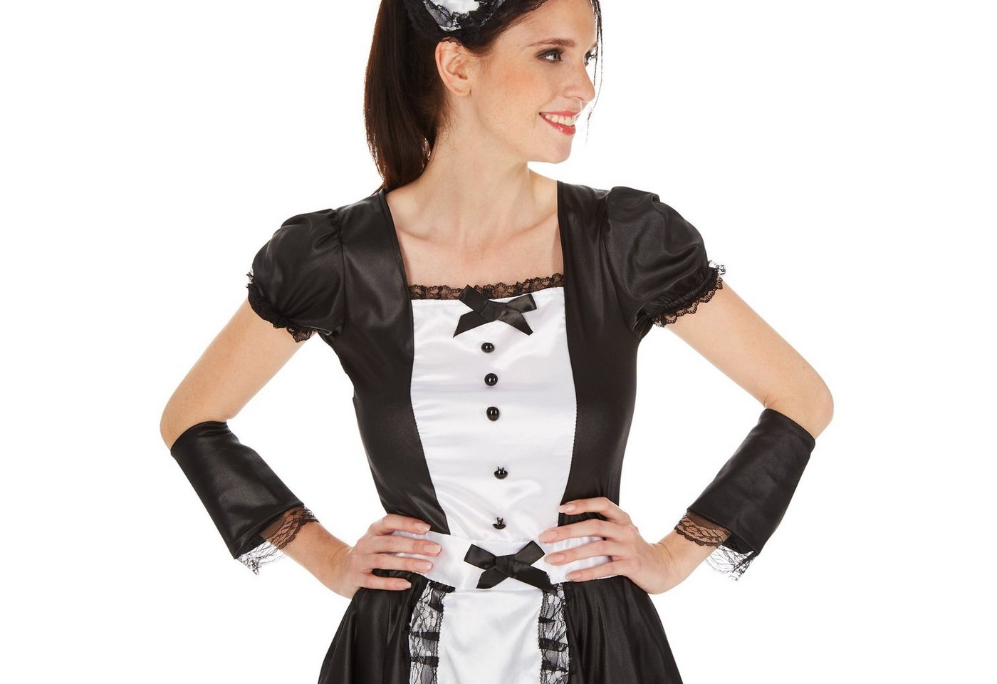 dressforfun Kostüm Zimmermädchen, auch Stubenmädchen, in der Farbe schwarz/weiß, Gr. S, aufreizendes Kleid, Schöner Haarreifen, Stümpfe und Armstulpen Bild 4
