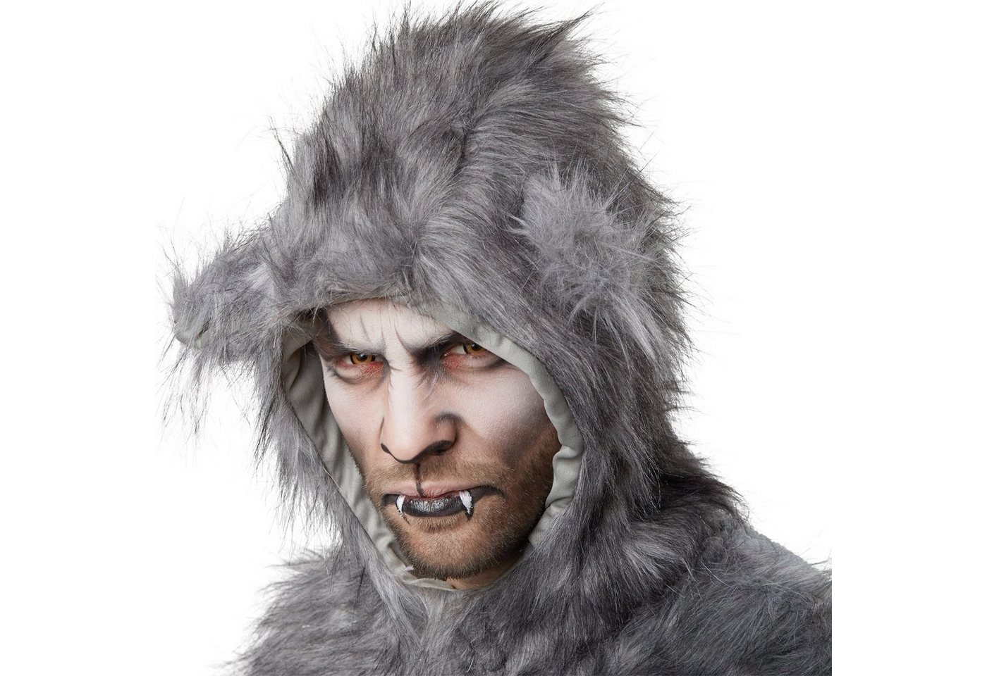 dressforfun Kostüm Wolf/Raubtier, in grau, Gr. L, Pfoten mit Gummizug für Hände und, Rückseitiger langer Reißverschl., Mütze mit Ohren und Stoffinnenfutter Bild 3