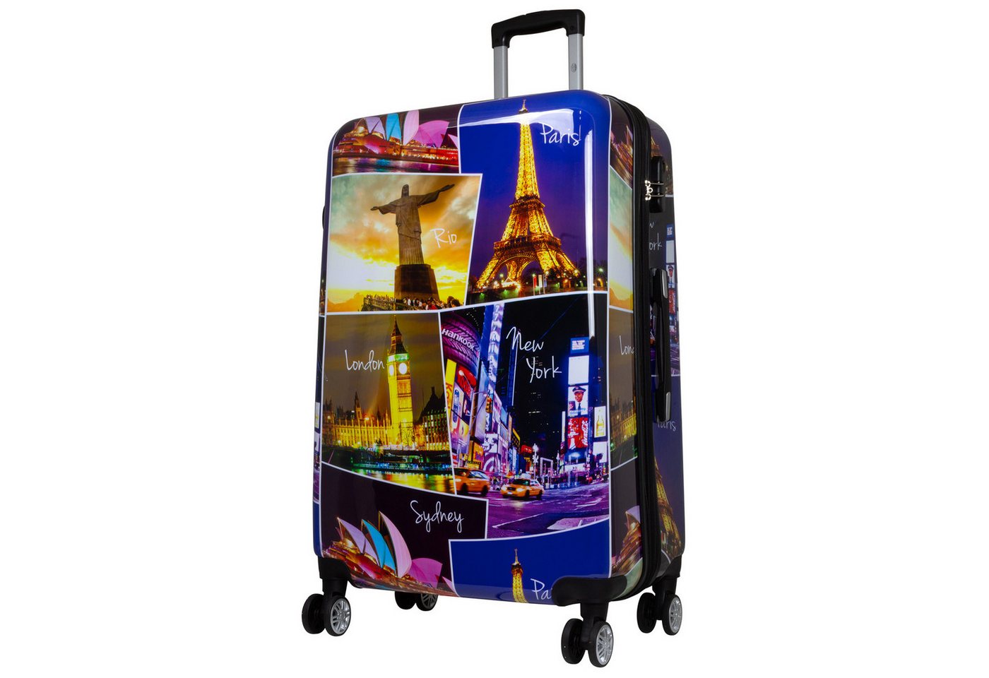Trendyshop365 Hartschalen-Trolley Janeiro, bunter Koffer mit Motiv, 3 Größen, 4 Rollen, Zahlenschloss, Polycarbonat, Dehnfalte Bild 3