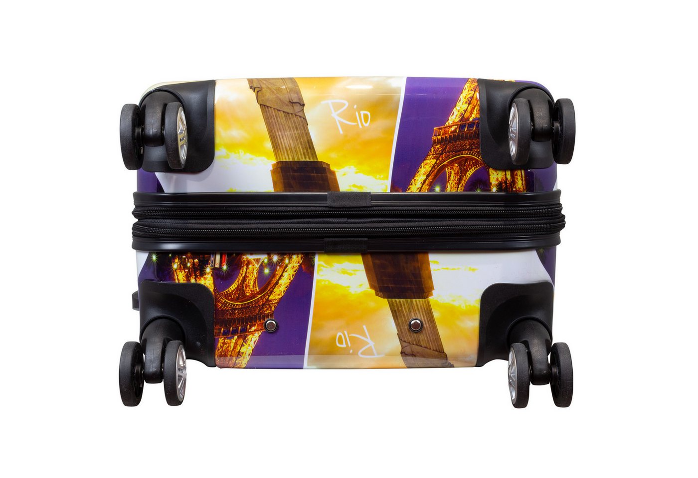 Trendyshop365 Hartschalen-Trolley Janeiro, bunter Koffer mit Motiv, 3 Größen, 4 Rollen, Zahlenschloss, Polycarbonat, Dehnfalte Bild 4