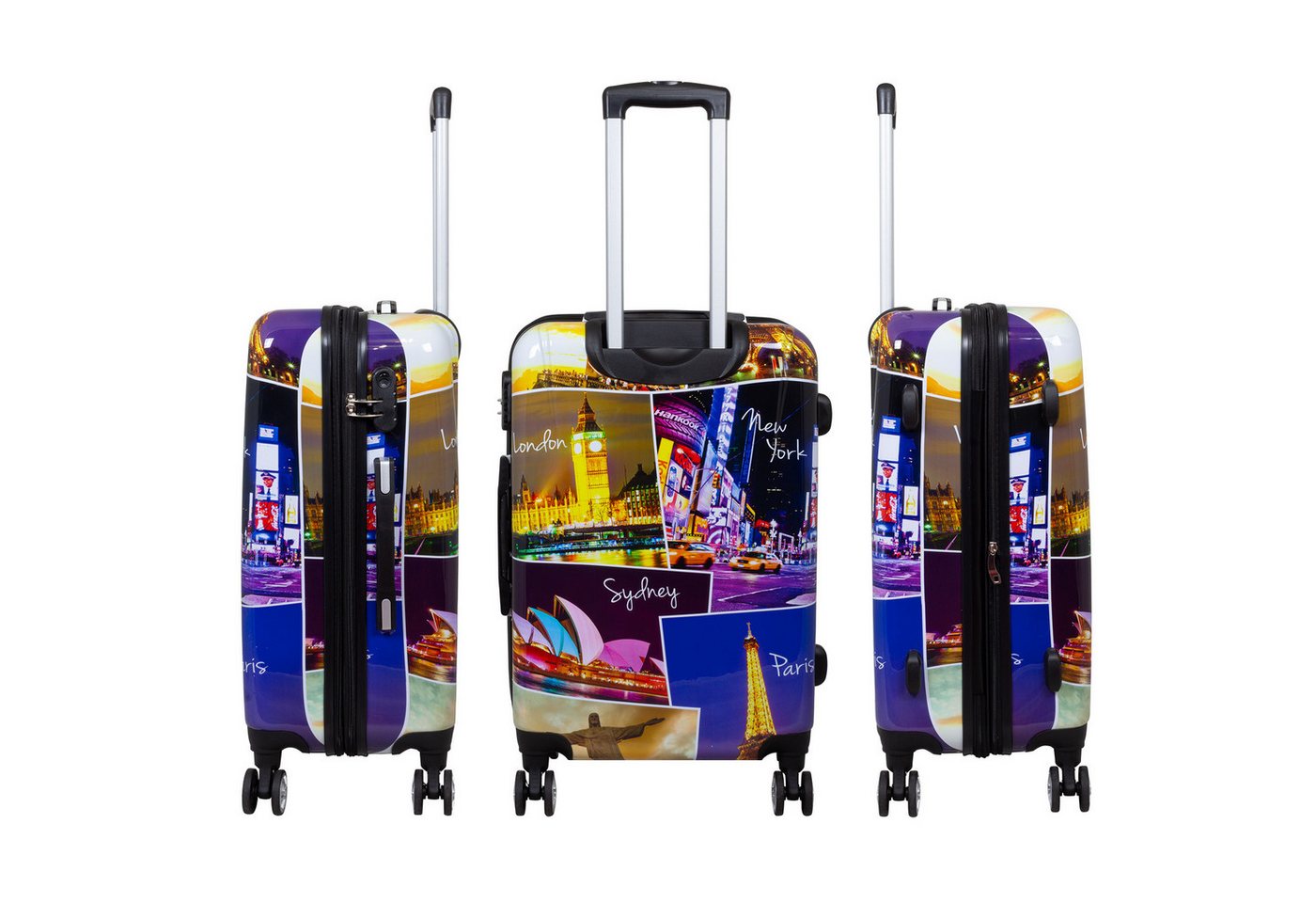 Trendyshop365 Hartschalen-Trolley Janeiro, bunter Koffer mit Motiv, 3 Größen, 4 Rollen, Zahlenschloss, Polycarbonat, Dehnfalte Bild 5