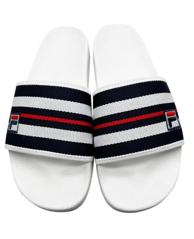 Fila Heritage Slides weiss/navyblau Badeschuh