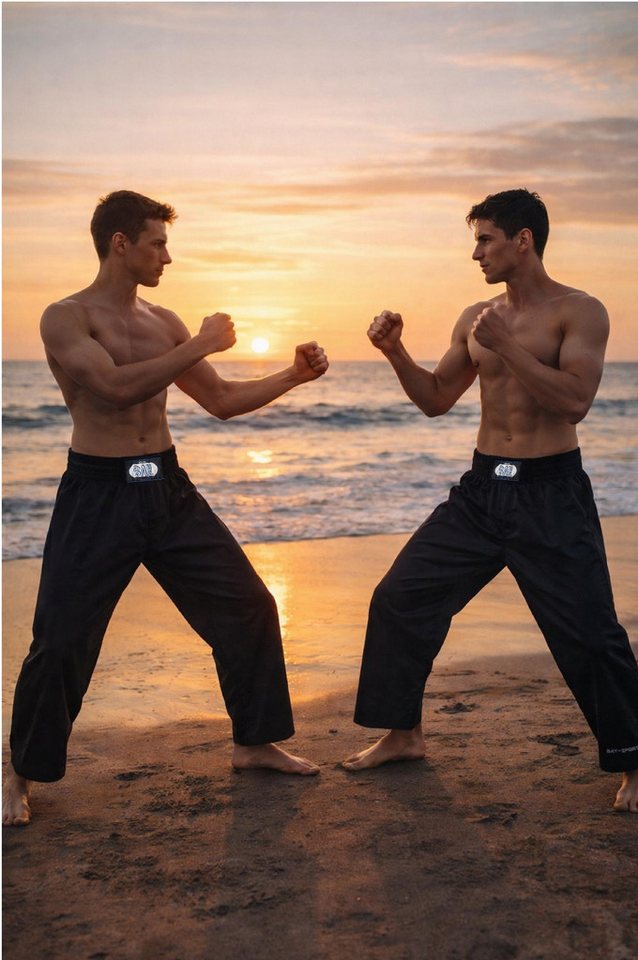 BAY-Sports Trainingshose Kampfsporthose ISRAELIX Krav Maga Karate SV Karatehose Kickboxhose 100 % Baumwolle, Schwarz, lockerer, weiter, bequemer Schnitt Bild 2