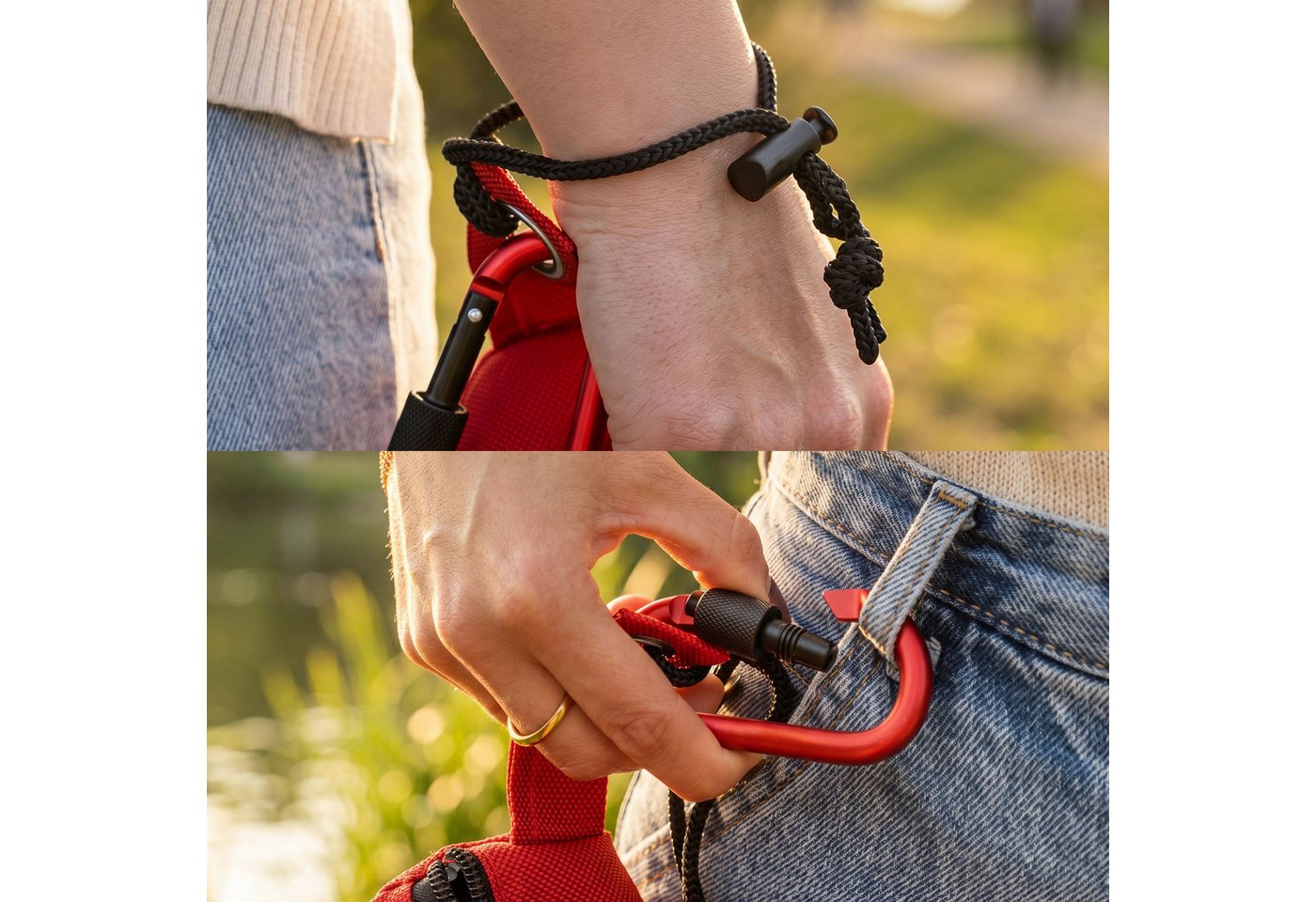 belviona Leckerlibeutel für Apportiertraining mit Wurfhilfe & Karabiner, robust & sicher, rot (1-tlg), wasserfester Futterdummy, Hundefutterbeutel Bild 3