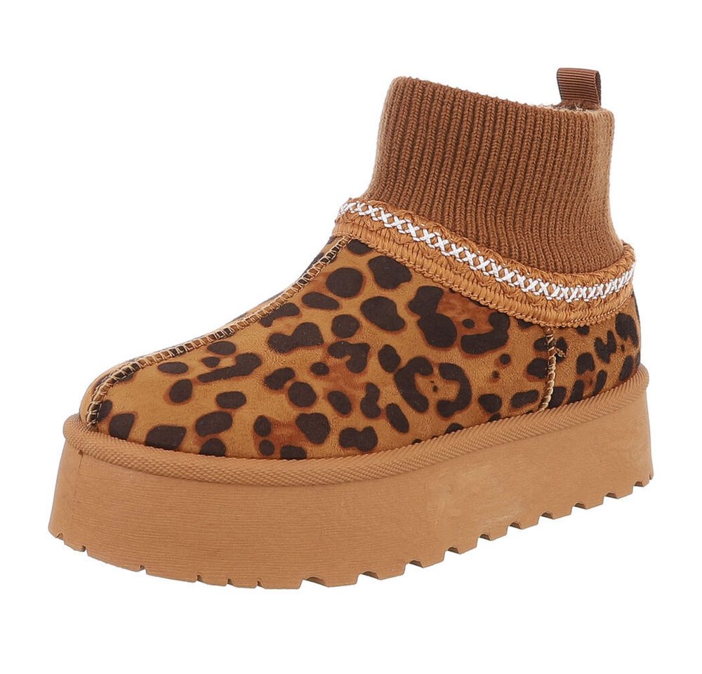 Ital-Design Damen Snowboots Freizeit Snowboots (88519221) Flach Stiefeletten in Braun Bild 4