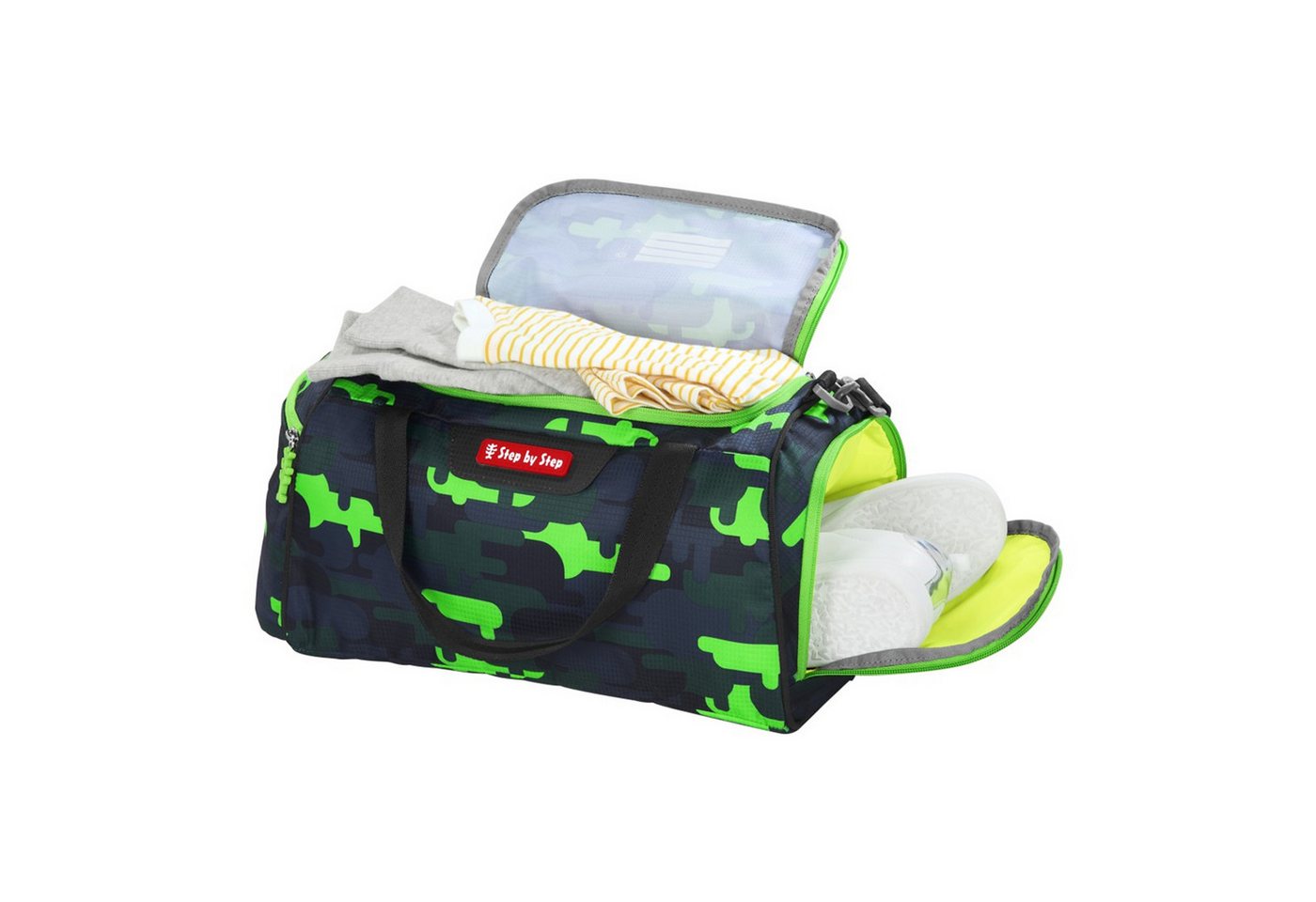 Step by Step Schulranzen Sporttasche Black Cat Chiko (1 Stück), Sportbeutel, Turnbeutel, Nassfach, 13 Liter