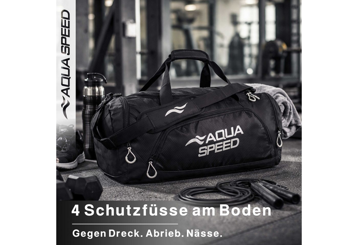 Aqua Speed Sporttasche Duffle Bag L 42L Training Fitness Schwimmen Pool Öffnung 27 (Fitness Tasche mit breiter U Öffnung für schnellen Zugriff oben), Klettgriff erleichtert Transport auch bei voller Beladung Bild 4