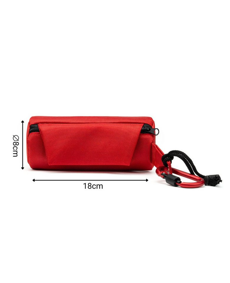 lionto Leckerlibeutel mit Karabiner, Schaumstoffpolsterung & Wurfhilfe-Kordel, rot (Futterbeutel, 1-tlg., Apportier- & Trainingsdummy), 18x7 cm Bild 5
