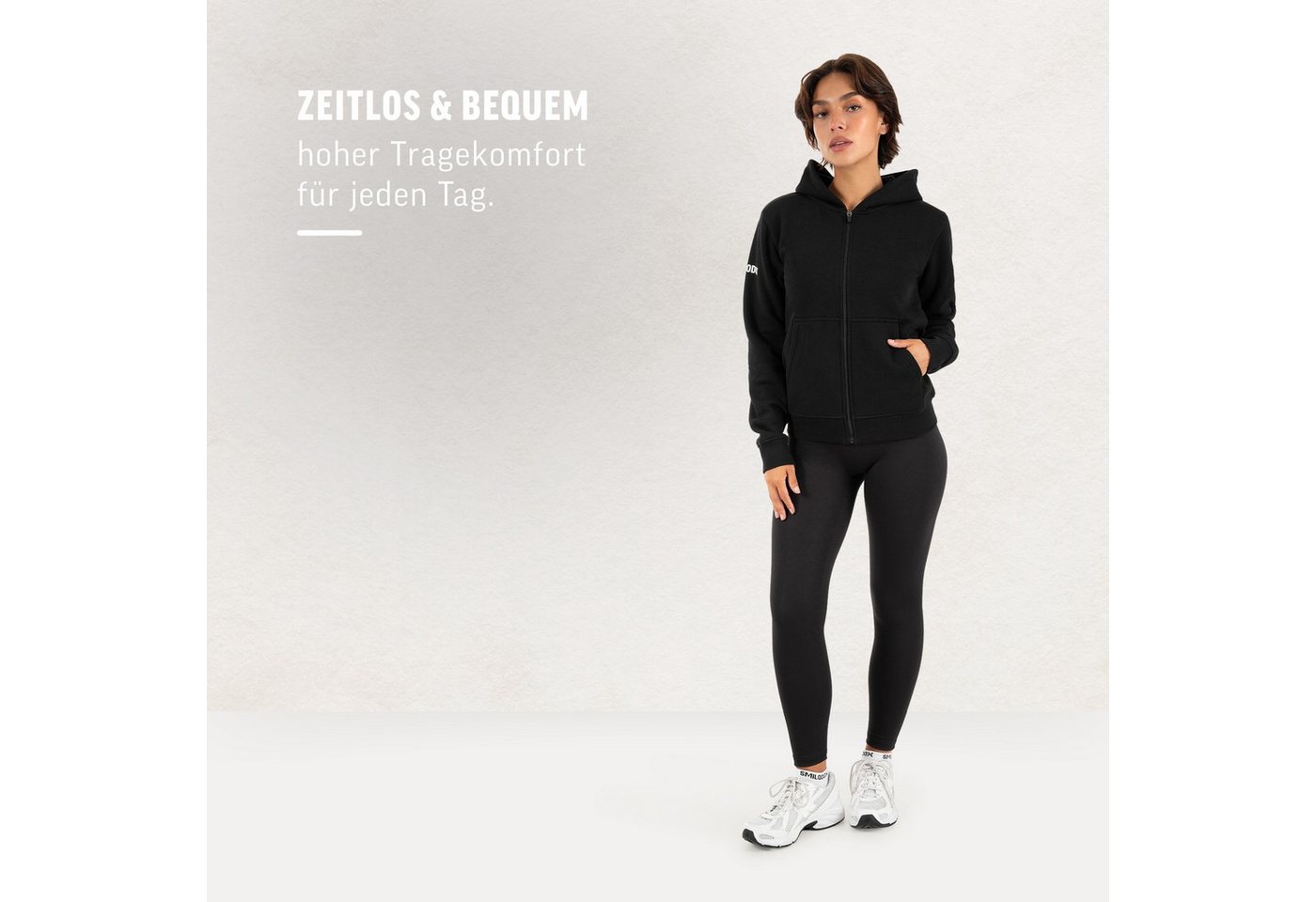 Smilodox Trainingsjacke Saria Damen, Zip Hoodie, Kapuzenpullover für Fitness & Freizeit Soft Touch, Kapuze, Kängurutasche, Rippbund