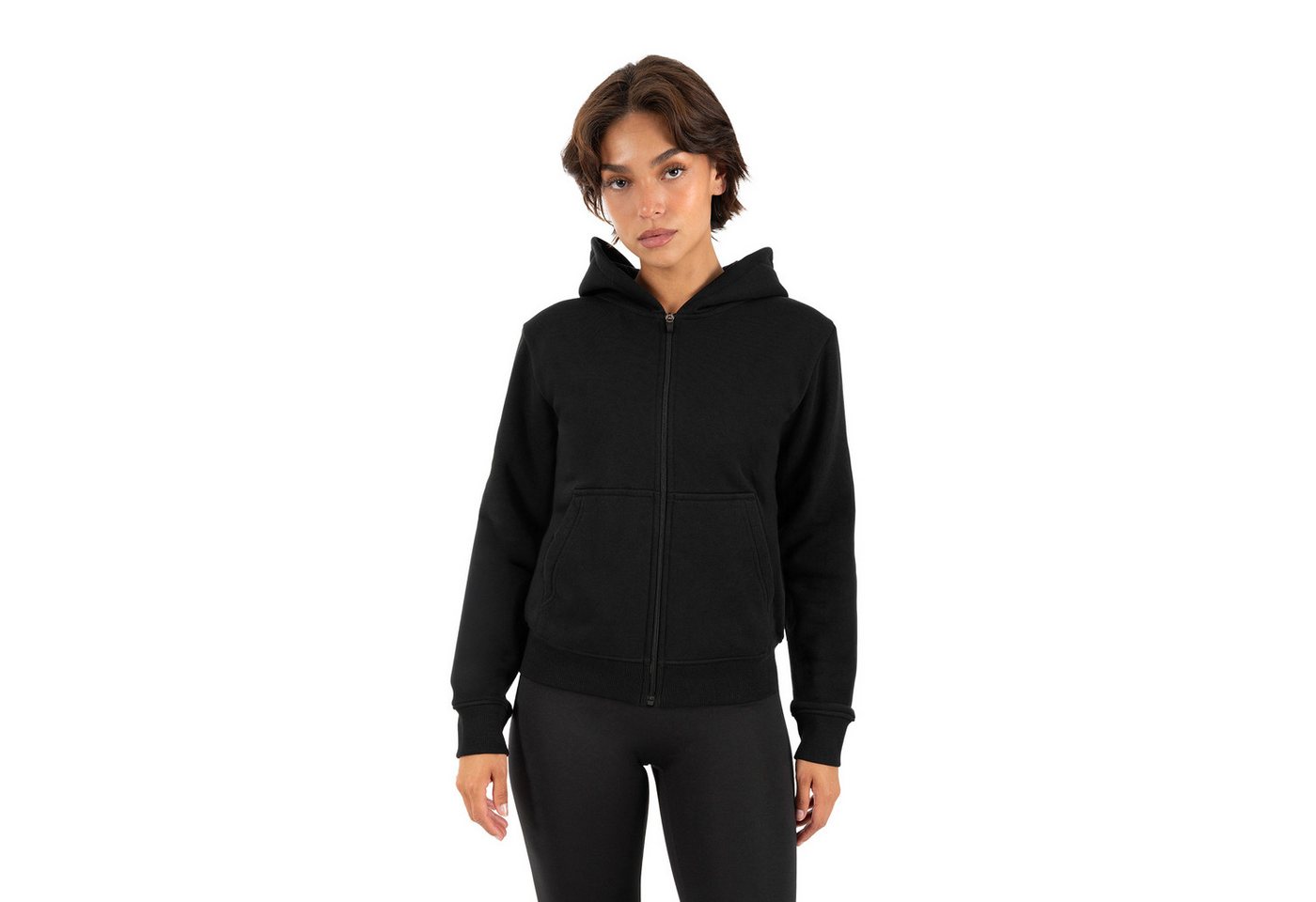 Smilodox Trainingsjacke Saria Damen, Zip Hoodie, Kapuzenpullover für Fitness & Freizeit Soft Touch, Kapuze, Kängurutasche, Rippbund Bild 2