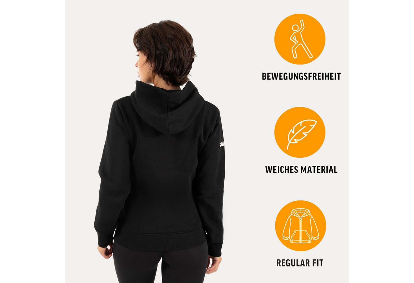 Smilodox Trainingsjacke Saria Damen, Zip Hoodie, Kapuzenpullover für Fitness & Freizeit Soft Touch, Kapuze, Kängurutasche, Rippbund Bild 4