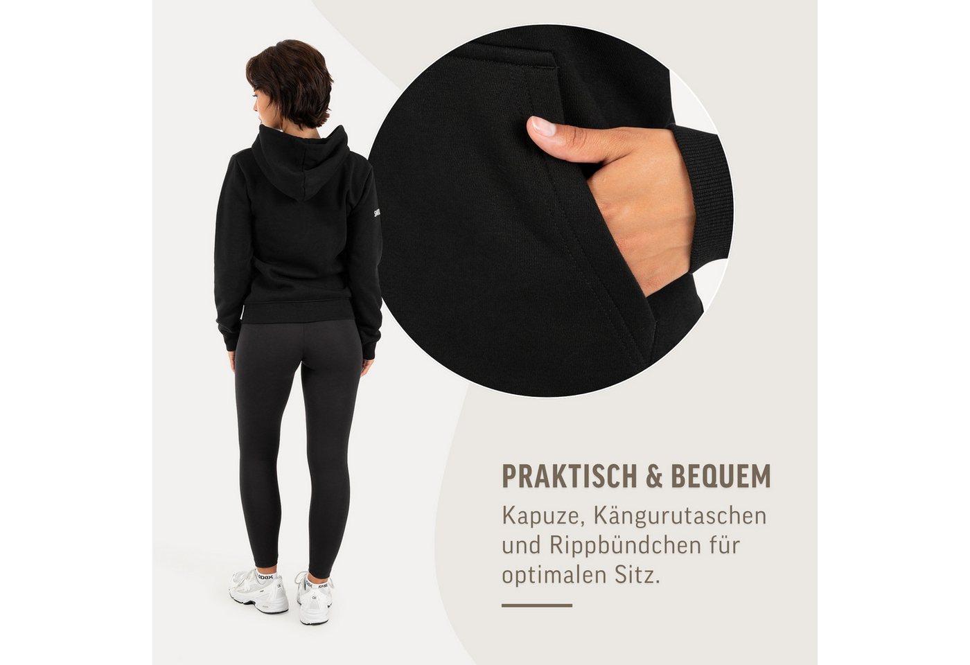 Smilodox Trainingsjacke Saria Damen, Zip Hoodie, Kapuzenpullover für Fitness & Freizeit Soft Touch, Kapuze, Kängurutasche, Rippbund Bild 5