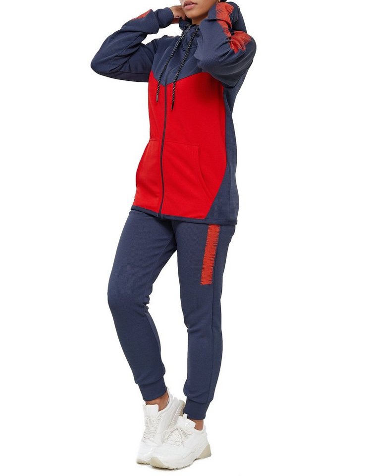 L.gonline Freizeitanzug Damen Jogginanzug, mit Bündchen und Tunnelzug, Freizeitanzug 1053 (Kapuzenjacke mit Reißverschluss, Hose, 2-tlg., im modischem Design), Fitness Freizeit Casual Bild 3