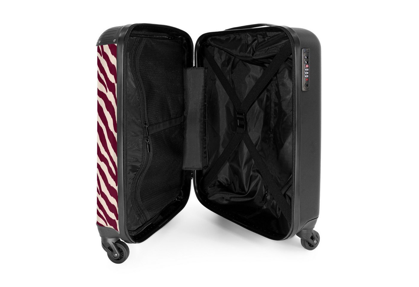 NoBoringSuitcases.com© Hartschalen-Trolley Zebra - Motiv - Bordeaux - Rot 55x35x20cm, Kinder Koffer Klein, Trolley Handgepäck, Reisekoffer Bild 3