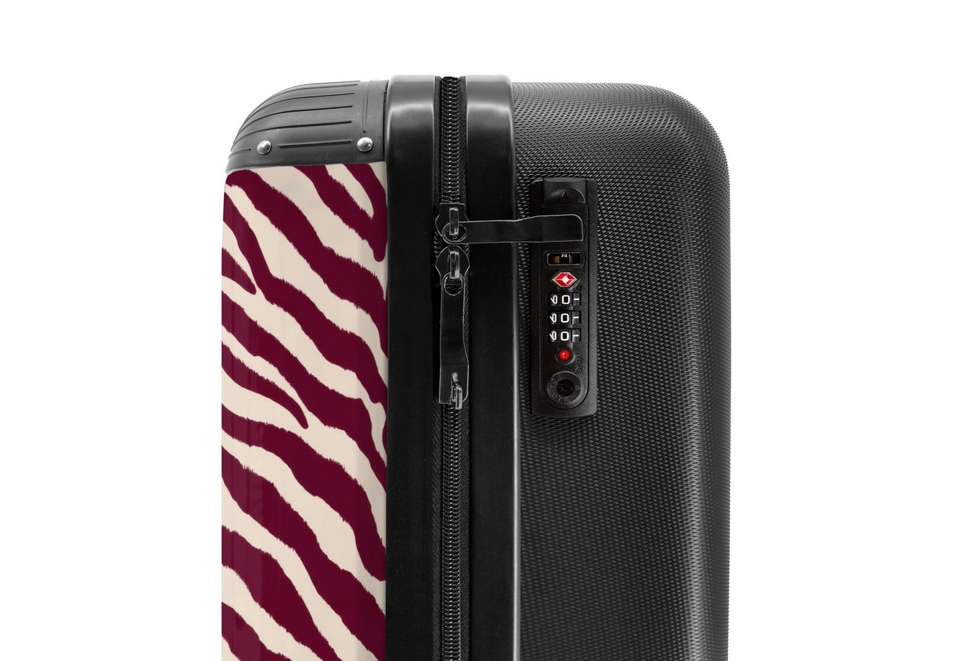 NoBoringSuitcases.com© Hartschalen-Trolley Zebra - Motiv - Bordeaux - Rot 55x35x20cm, Kinder Koffer Klein, Trolley Handgepäck, Reisekoffer Bild 5