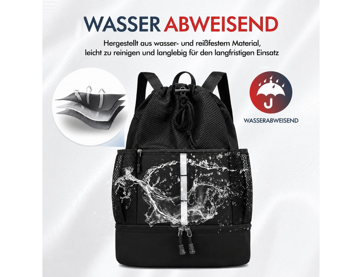 Toomoke Rucksack Sport Rucksack mit Schuhfach Basketball Tasche Herren Damen Schwarz (Großer Sportrucksack, mit separatem Schuhfach, Nassfach und Platz für Basketball), ideal für Fitness, Training und Freizeit.