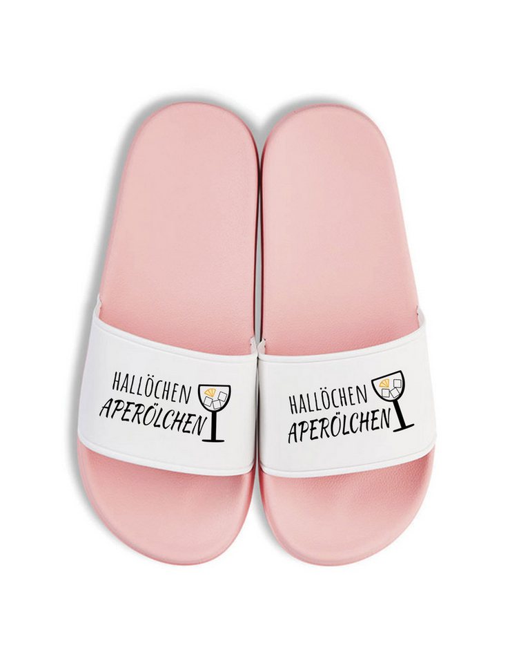 Youth Designz Herren Damen Badelatschen "Hallöchen Aperol" Print lustig Geschenk Badeschuh mit lustigen aufdruck für Männer und Frauen Bild 4