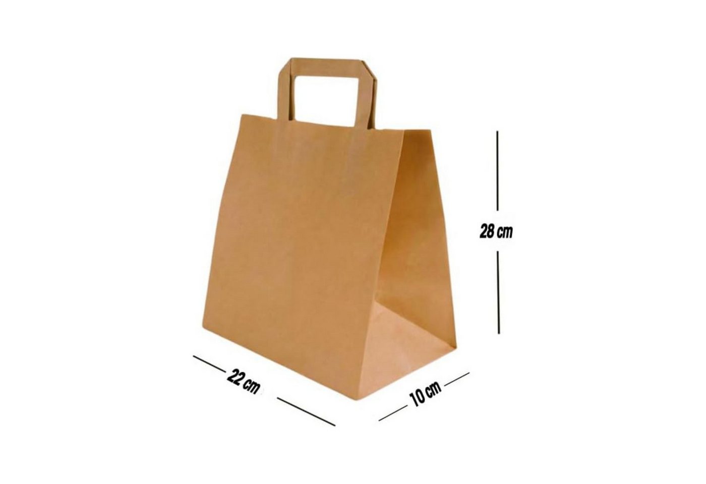 Lauroo Einkaufsbeutel Papiertragetasche Geschenktüten Kraftpapier 22x10x28cm Braun 250 Stk