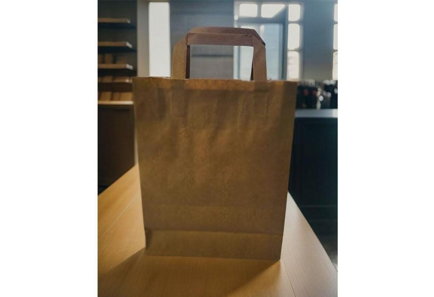 Lauroo Einkaufsbeutel Papiertragetasche Geschenktüten Kraftpapier 22x10x28cm Braun 250 Stk Bild 2