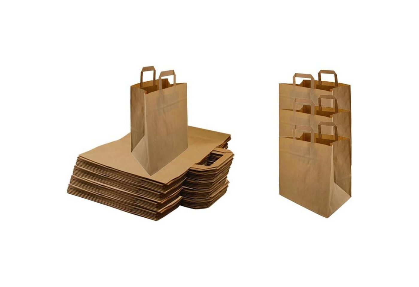 Lauroo Einkaufsbeutel Papiertragetasche Geschenktüten Kraftpapier 22x10x28cm Braun 250 Stk Bild 4