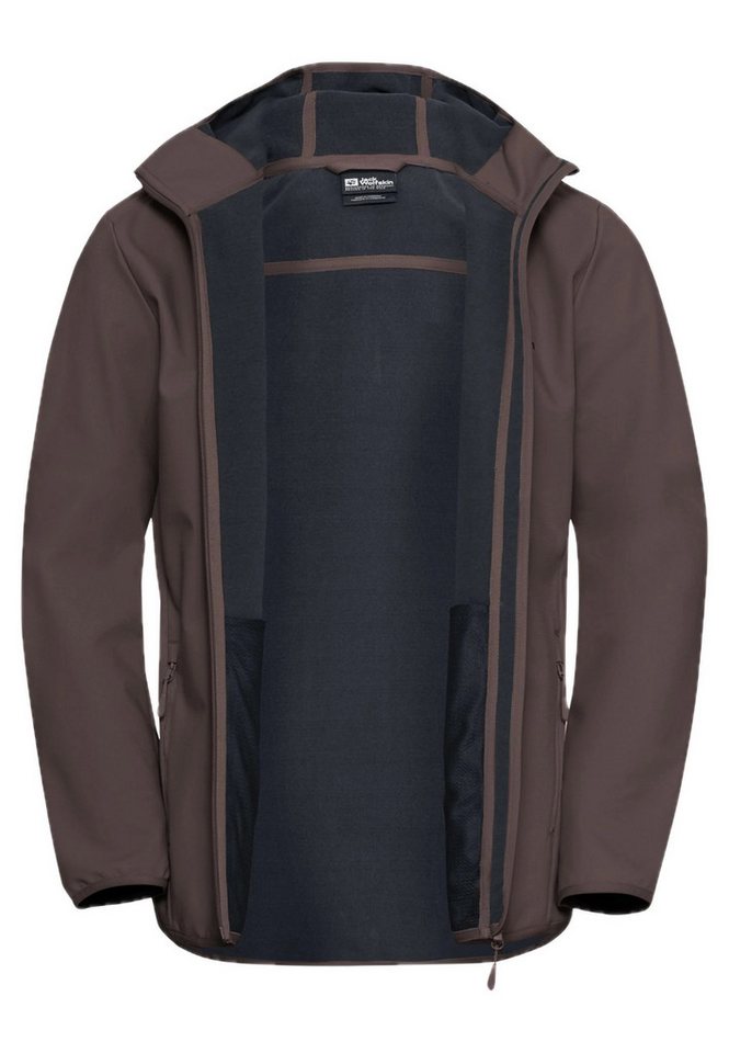 Jack Wolfskin Outdoorjacke JACK WOLFSKIN Bornberg Hoody M Softshelljacke Herren Peat Braun