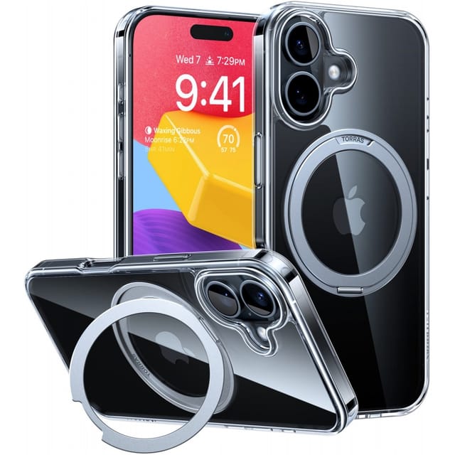 Torras Ostand Pro Case for iPhone 16 (Transparent)