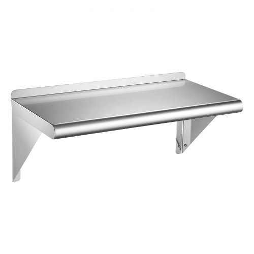 VEVOR Wandregal 305 x 610 mm Küchenregal aus Edelstahl 430 Schweberegal für Großküchen, Private Küchen, Bars und Garagen, Verstärkte Dreieckshalterungen, Glatt Abwischbar, Montagematerial Enthalten
