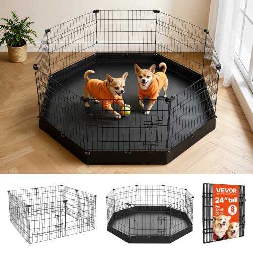 VEVOR Welpenauslauf Welpenlaufstall Welpenzaun 61cm 8-tlg. mit Bodenmatte, Spielplatz für Kleine Hunde Katzen & Andere Kleintiere Faltbar Durch die Verschiedenen Formen Vielfältig Einsetzbar