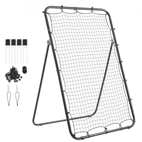 VEVOR Baseball-Rebounder-Netz 120 x 180 cm 5 Winkel Pitchback-Trainingsnetz für Baseball, Softball und Einzeltraining im Innen- und Außenbereich, mit PE-Netz, 4 Bodenankern und Faltbarem Stahlrahmen