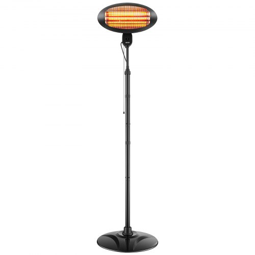 VEVOR Infrarot Heizstrahler 2000W 2-in-1 Infrarotstrahler mit Zugschalter, Infrarotheizung für Garten Terrasse Balkon, 3 Heizstufen, Kaltgewalzter Stahl, Mit Quarz-Heizelemente, Wand- & Standgerät