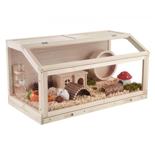 VEVOR Hamsterkäfig Nagerkäfig Nagarium Hamstergehege Holz 1000x520x505 mm, 270°-Sichtfenster Nagersicherer mit Deckel Belüftung für Goldhamster Zwerghamster Meerschweinchen Rennmäuse