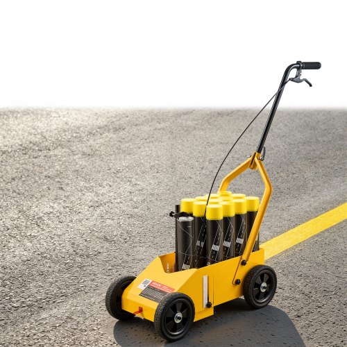 VEVOR Markierungswagen Linien-Markiergerät Linemarker 12 Spraydosen Gelb, Bodenmarkierung für Parkplatz Werkstatt Straße Einkaufszentrum Sportplatz 50–100 mm Einstellbare Linienbreite mit Adapterdüse