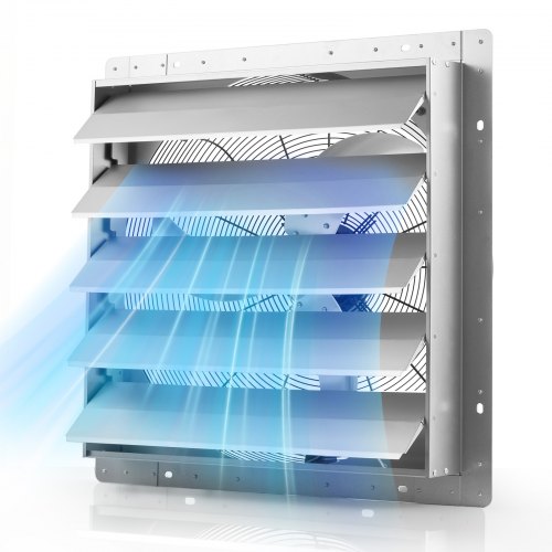 VEVOR 624 mm Abluftventilator mit Lamellen Industrie Wandventilator 136 W, Wandlüfter für Garage Gewächshaus Werkstatt, Stahlgehäuse, 11347 m³/h Lüftung, 1400 U/min Motor, Leiser Betrieb, Wandmontage