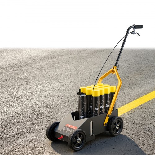 VEVOR Markierungswagen Linien-Markiergerät Linemarker 12 Spraydosen Schwarz, Bodenmarkierung für Parkplatz Werkstatt Straße Einkaufszentrum Sportplatz 50–100 mm Einstellbare Linienbreite mit Adapterdüse