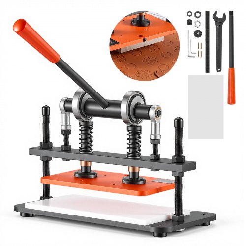 VEVOR Leder Stanzmaschine 260x150 mm Lederschneidemaschine Lochmaschine, Handpresse zum Prägen & Stanzen von Leder Stoff Papier Silikon 1,5 t Druck 12 mm Hub Stahlkonstruktion Zwei Führungswellen