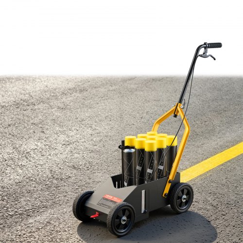 VEVOR Markierungswagen Linien-Markiergerät Linemarker 9 Spraydosen Schwarz, Bodenmarkierung für Parkplatz Werkstatt Straße Einkaufszentrum Sportplatz 50–100 mm Einstellbare Linienbreite mit Adapterdüse