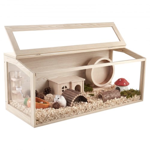 VEVOR Hamsterkäfig Nagerkäfig Nagarium Hamstergehege Holz 1220x510x510mm, 270°-Sichtfenster Nagersicher mit Deckel Belüftung für Goldhamster Zwerghamster Meerschweinchen Rennmäuse