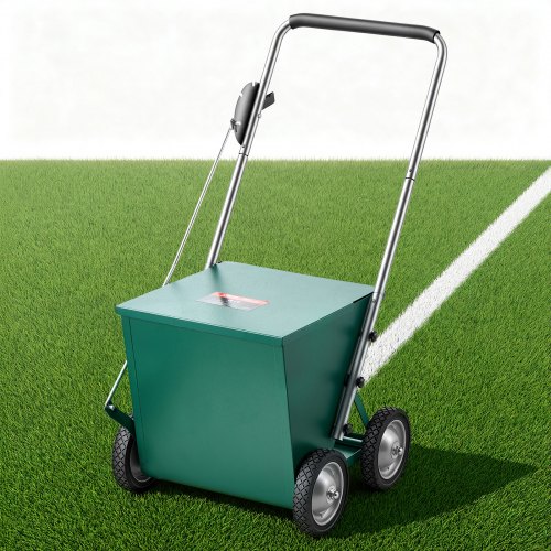 VEVOR Markierwagen Linien-Markiergerät Trocken 29,5 kg Pulverkapazität Grün, für Rasenfläche Feld & Sportplatz, Stahlkonstruktion, 50-100 mm Einstellbare Linienbreite, Klare & Gleichmäßige Markierung
