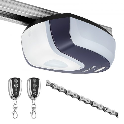 VEVOR Garagentorantrieb 600 N Garagentoröffner Hochleistungs-Kettenantrieb, für Private Garagen, 4-tlg. Schienensystem, 2 Handsender & LED-Beleuchtung, Ein-Tasten-Bedienung im Fahrzeug, Schwarz & Weiß
