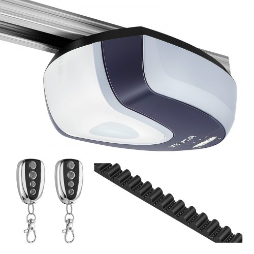 VEVOR Garagentorantrieb 600 N Garagentoröffner Ultraleiser Riemenantrieb, für Private Garagen, 4-tlg. Schienensystem, 2 Handsender & LED-Beleuchtung, Ein-Tasten-Bedienung im Fahrzeug, Schwarz & Weiß
