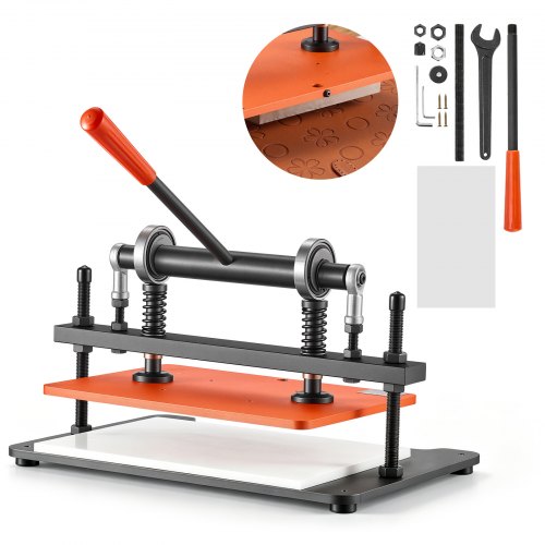 VEVOR Leder Stanzmaschine 360x260 mm Lederschneidemaschine Lochmaschine, Handpresse zum Prägen & Stanzen von Leder Stoff Papier Silikon, 1,5 t Druck, 12 mm Hub, Zwei Führungswellen Stahlkonstruktion
