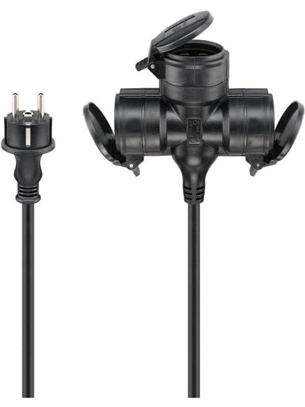Pro Outdoor Triple Extension Cable - Power (CEE 7/7) - Type E/F Plug - Schwarz - 25 m