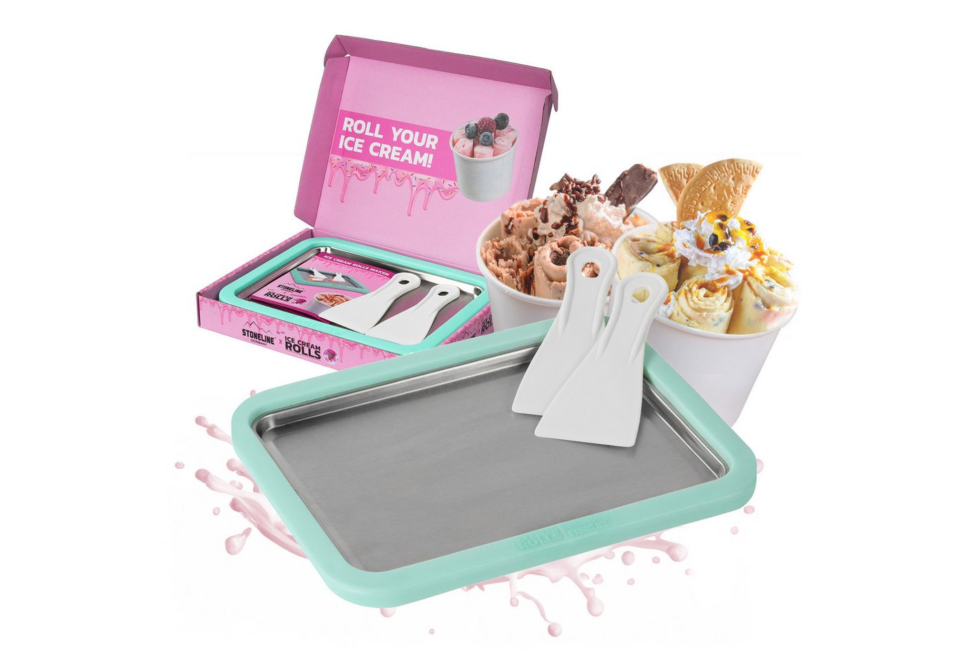 STONELINE® by Mr. Ice Cream Rolls Maker Eisplatte für Hausgemachte Eiscreme Speiseeis Mint Bild 5